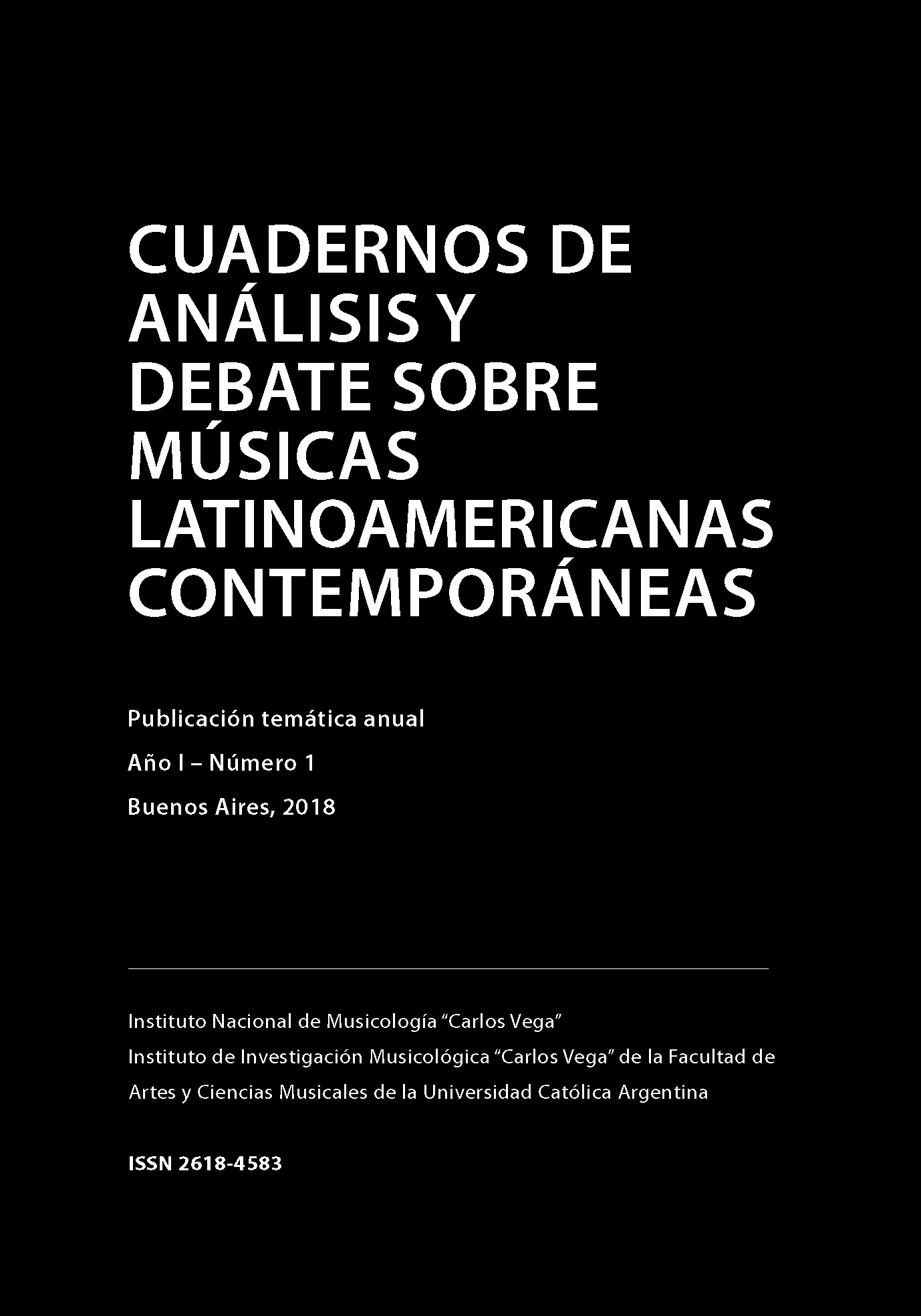 Tapa Cuadernos de Análisis y Debate sobre Músicas Latinoamericanas Contemporáneas N° 1 (2018)